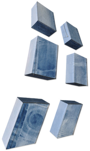 Voile, oeuvre textile Denim jeans perspective