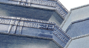 œuvre d'art textile Denim trompe l'oeil en perspective